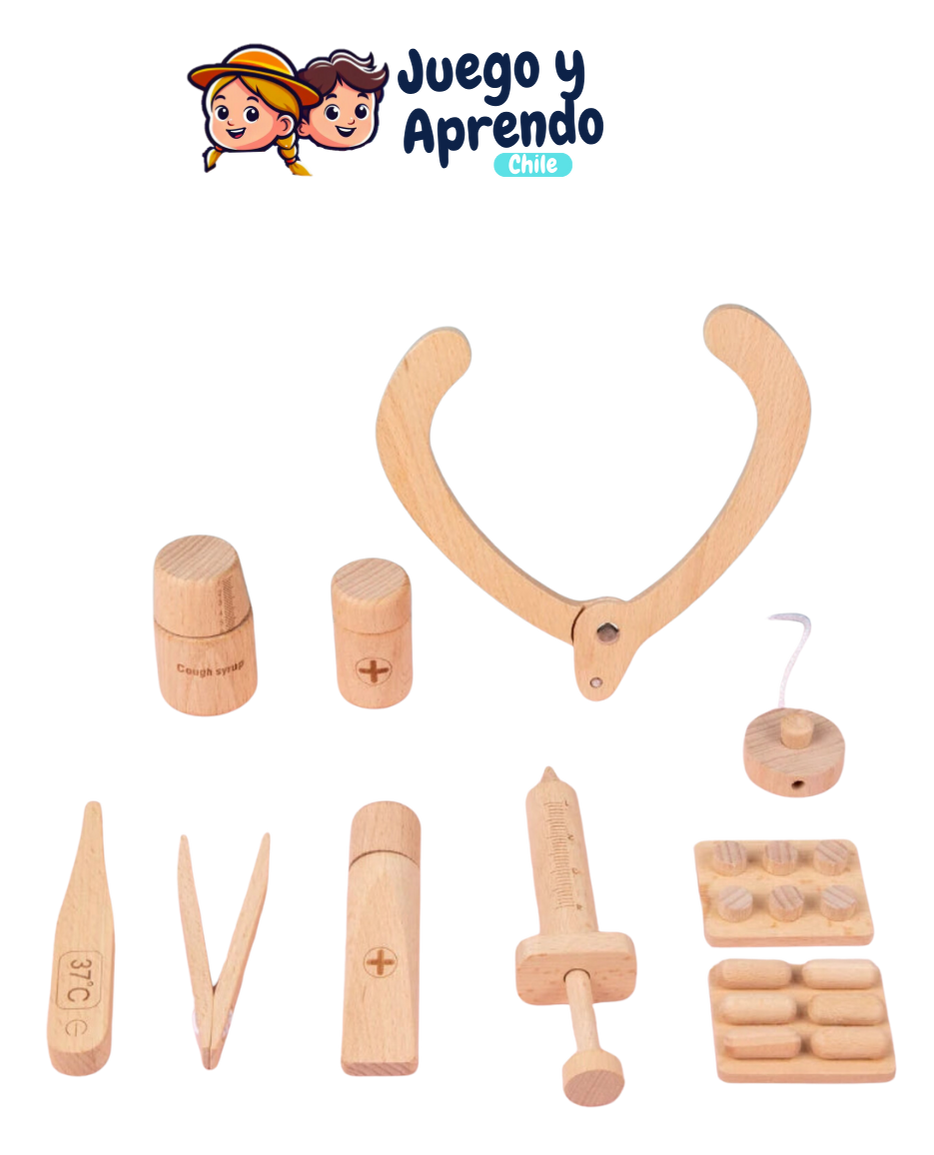 Kit de Herramientas de Doctor de Madera, accesorios médicos