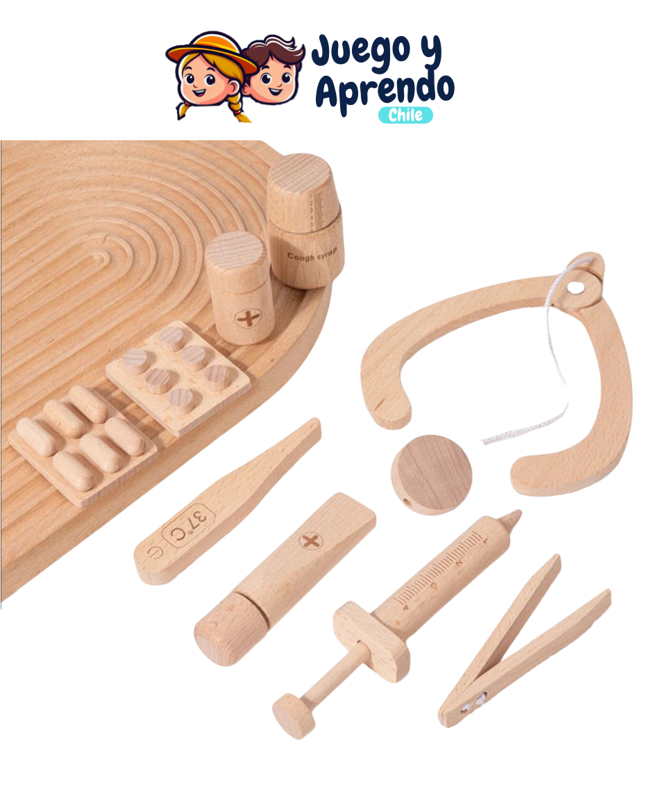 Kit de Herramientas de Doctor de Madera, accesorios médicos
