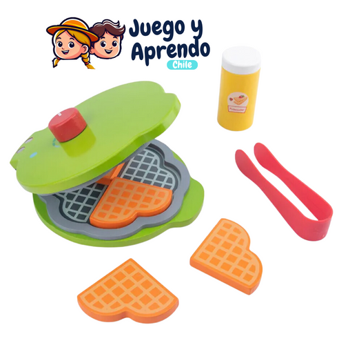 Delicias Doradas - Set de Juego de Wafflera de Madera para Niños