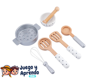 Cocinando con Alegría - Set de Utensilios de Cocina de Madera para Niños
