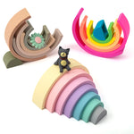 Bloques de Silicona Arcoíris - Juego de Construcción Montessori para Bebés 🌈👶