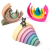 Bloques de Silicona Arcoíris - Juego de Construcción Montessori para Bebés 🌈👶