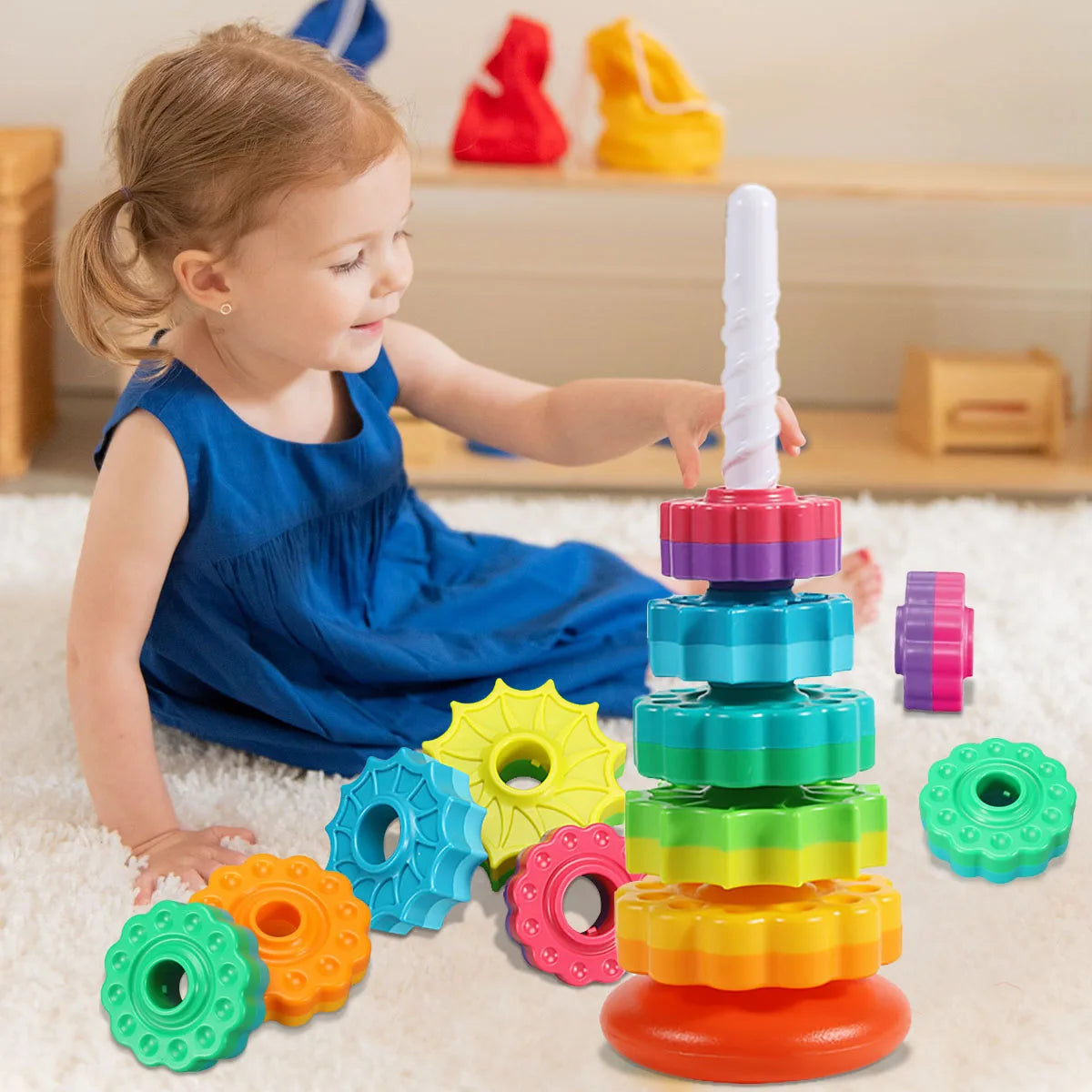 Gira y Apila: Torre de Arcoíris Montessori