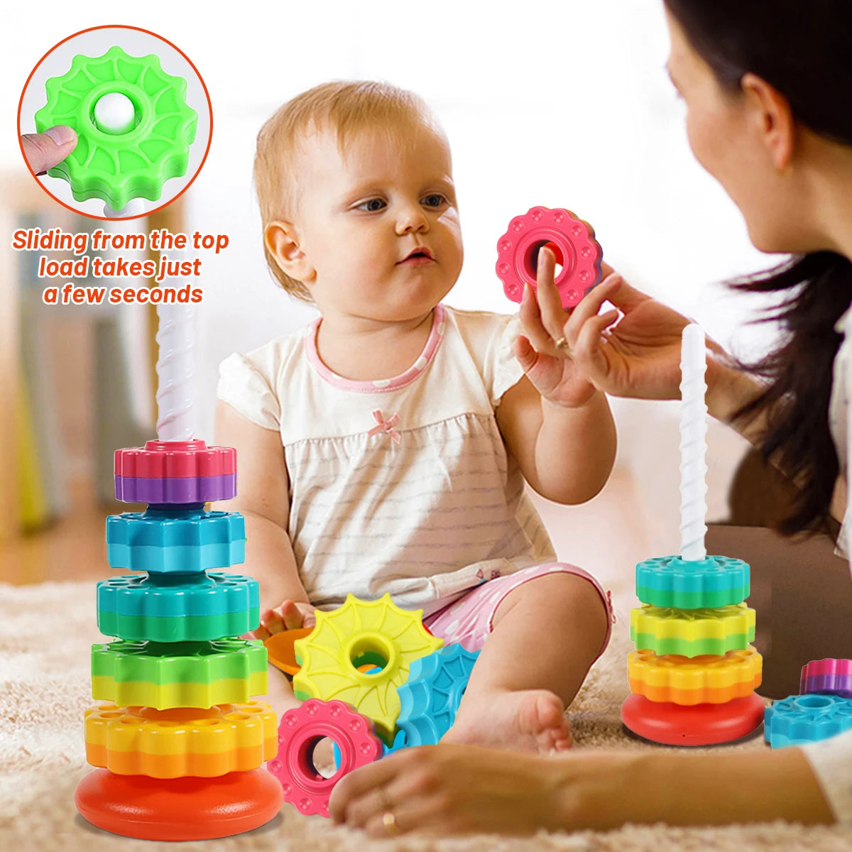 Gira y Apila: Torre de Arcoíris Montessori