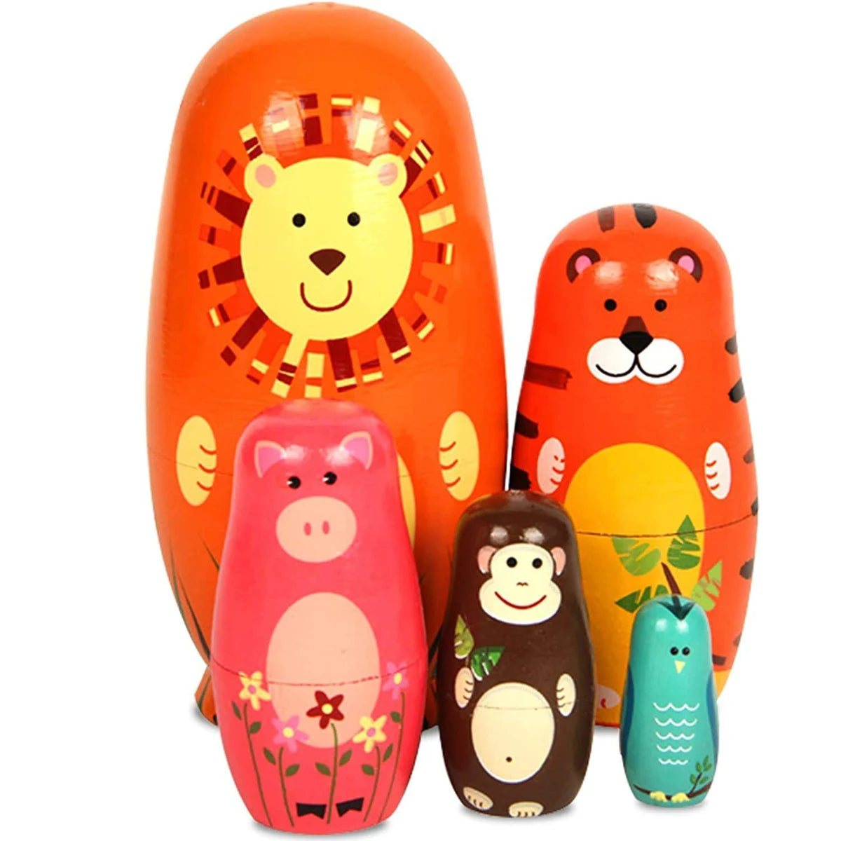 Animales del Bosque - Juego de Muñecas Anidadas Artesanales 🐾🌲