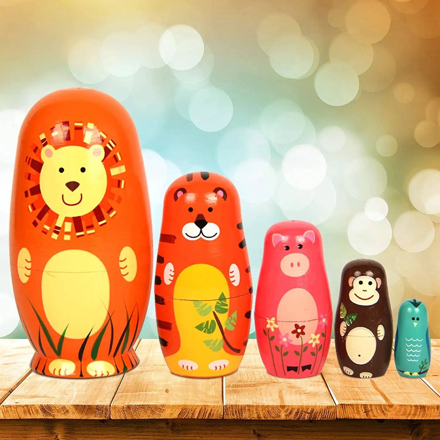 Animales del Bosque - Juego de Muñecas Anidadas Artesanales 🐾🌲